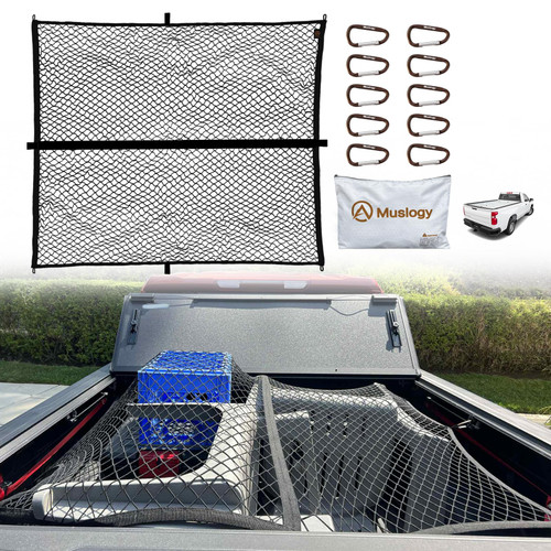 Muslogy Cargo Net for Pickup Truck Bed Net with 10 Metals & Storage Bag
