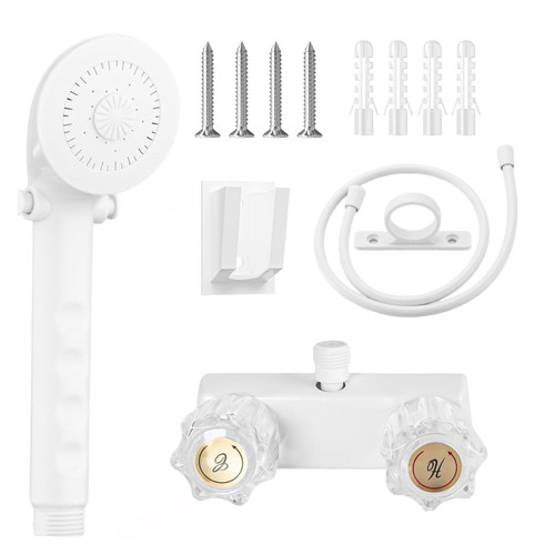 RV Shower Faucet with Shower head and Hose - Non-Metallic RV Shower Kit, On/Off Valve & Diverter, Handheld Shower Replacement for RV,5thWheels,Motorhomes,Travel Trailers,Campers（White）