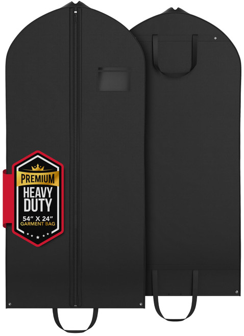 Heavy Duty Travel Garment Bag for Hanging Clothes, Suits, Dresses, Fur Coats & Dress Shirts - Suit Bag for Men - Storage Dress Bags for Women - Carry Handle Garment Bags for Travel 24"x55"