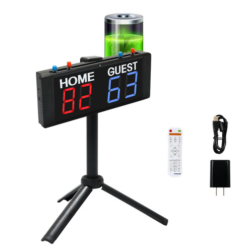 BTBSIGN Led Scoreboard Score Keeper Tripod for Basketball Tennis Sports with Remote, Indoor Digitial Score Keeper Button for Games Cornhole Ping Pong Baseball Volleyball Battery Powered
