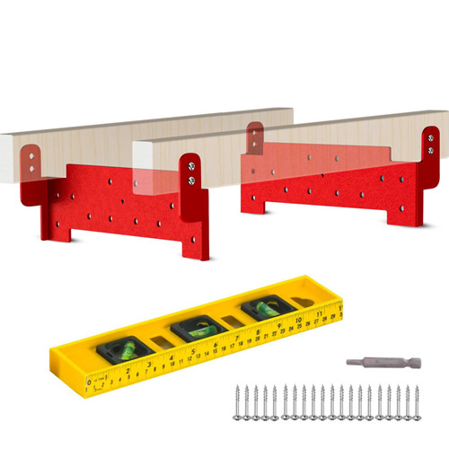 Zozen Chainsaw Mill Guide Rail Lumber Metal Brackets, 2 Pack Brackets with Level & Screws, Used for 2x4 Lumber and 3-36 inch Diameter Logs, Good Helper for Chainsaw Mill.