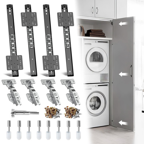 Pocket Door Slide Concealed Hardware Kit for Cabinet Wardrobe, 16in 4-Pack