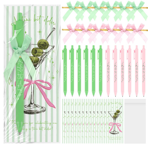 Sinload 30 Sets A Tini Bit Older Party Favors Bulk Ballpoint Pens Bookmarks and Bow ties Martini Margarita 21st Birthday Cocktail Fiesta Bachelorette Party Gifts for Guests