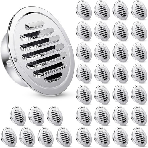 Zonon 36 Pcs 4 Inch Soffit Vents Round Vent Cover Stainless Steel, Silver