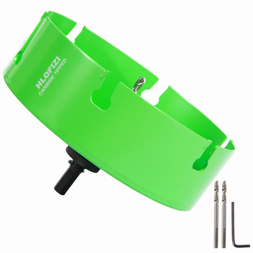HLOFIZI 8-1/4 Inch Carbide Tipped Hole Saw 8.25" Multi-Material Hole Cutter with Arbor for Wood, Drywall, Plastic, PVC, Fiberglass, 5X Faster, Green