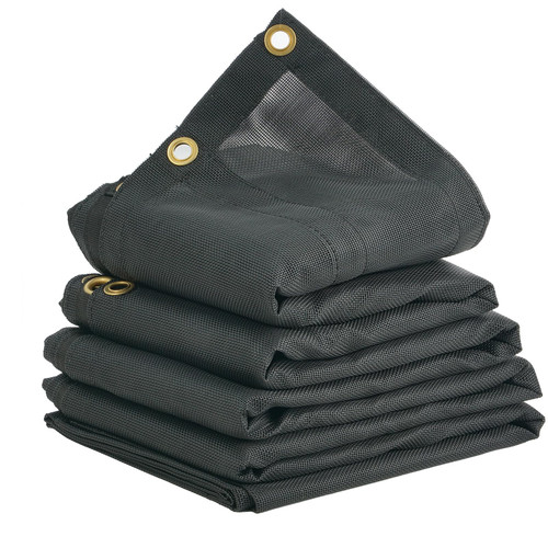 VEVOR Dump Truck Mesh Tarp, 7 x 14 ft, PVC Coated Black Heavy Duty Cover with 5.5" 18oz Double Pocket, Brass Grommets, Reinforced Double Needle Stitch Webbing Fits Manual or Electric Dump Truck System