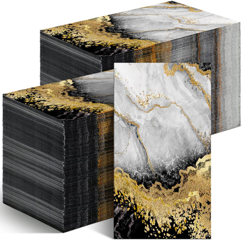 Geyoga 200 Pcs Marble Guest Napkins 2 Ply Disposable Guest Bathroom Paper