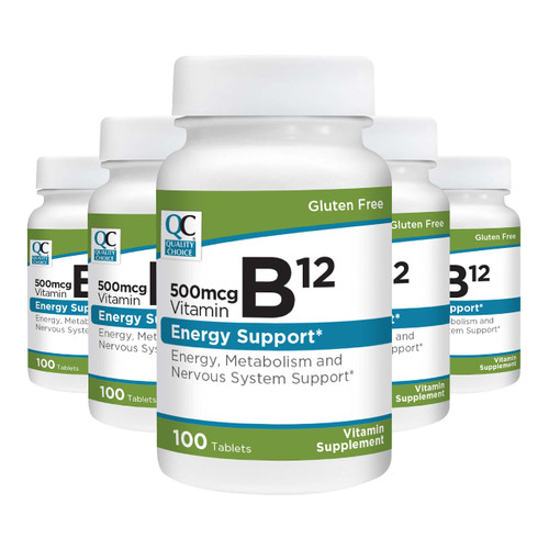 Quality Choice Vitamin B12 500 MCG Supplement 100 Count Bottle of Tablets (5 Pack) Quality Choice Vitamin B12 500 MCG Supplement 100 Count Bottle of Tablets (5 Pack)