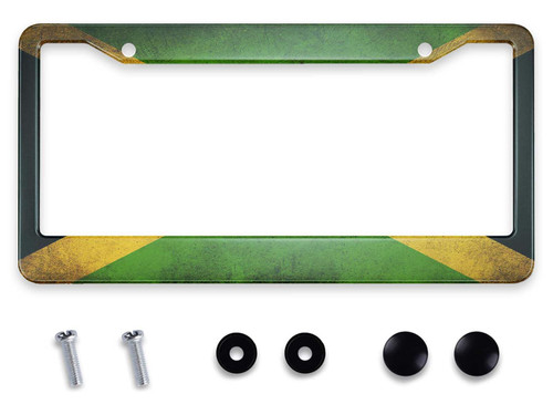 Smooffly Jamaican Flag Vintage Style Decorative License Plate Frame Stainless Aluminum Car Tag Holder Auto Car for US Canada Standard 12.2" x 6.3" with 2 Holes and Screws