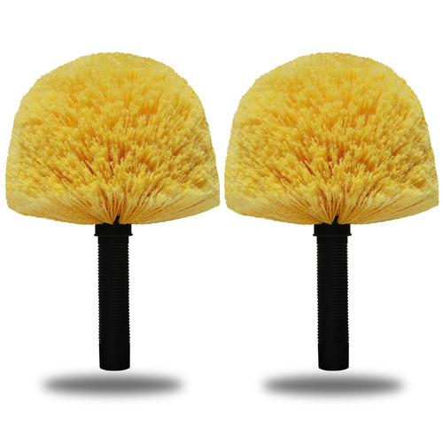 2 Pack Robust Cobweb Duster Head Brush – Superior Twist-On Web Cleaning Tool – Spider Web Remover Brush Compatible with Standard 3/4 Inch Threaded Poles for Outdoor & Indoor Use – Head Only (Yellow)