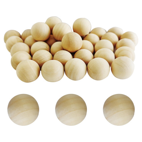 AUXBC 50PCS 1 Inch Wooden Balls, 25MM Small Round Wooden Balls, Unfinished Natural Wood Ball DIY Decorative Balls for Arts and Crafts