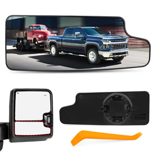 TOP-MAX Passenger Right Side Towing Mirror Glass Replacement Fit for 2019 2020 2021 2022 2023 2024 2025 Chevy Silverado GMC Sierra 1500 2500 HD 3500 HD, Convex Lower Mirror Non-Heated with Back Plate