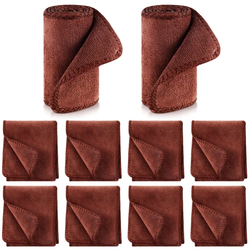 10 Pcs Shine Shoes Cloth Kit Polish Dauber Applicators Cleaning Leather Shoes Boots Microfiber Care Cloths Suede Cleaner(Microfiber, Brown)