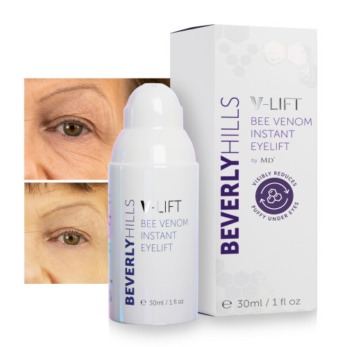 Beverly Hills V-Lift Instant Eye Lift and Eye Tuck Bee Venom Serum for Puffy Eyes, Dark Circles, Wrinkles, and Under Eye Bags Treatment for Women and Men | 30mL (120 Day Supply) Beverly Hills V-Lift Instant Eye Lift and Eye Tuck Bee Venom Serum for Puffy Eyes, Dark Circles, Wrinkles, and Under Eye Bags Treatment for Women and Men | 30mL (120 Day Supply)