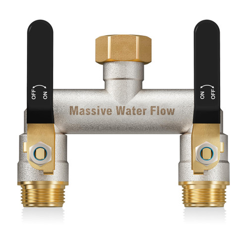 LNEZCDB Hose Splitter 2 Way Heavy Duty, Brass Garden Hose Splitter