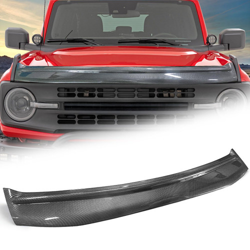 Hood Deflector Compatible with Bronco 4-Door & 2-Door 2026 2025 2023 2022 2021, Hood Protector Hood Guard Shield Bug Deflector Exterior Accessories Gloss Carbon Fiber(Not for Bronco Sports)