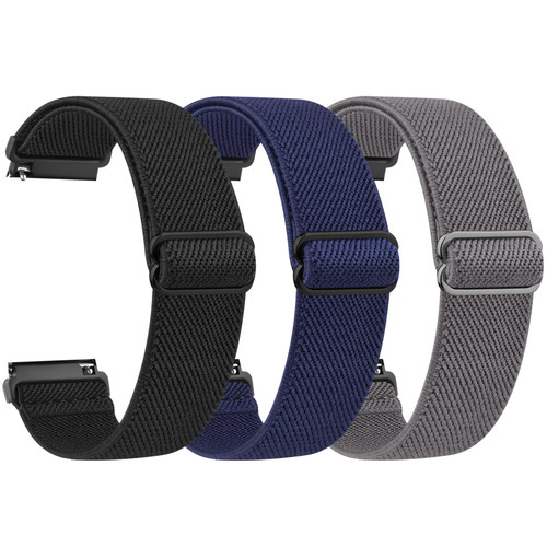Meliya ID208 Plus Smart Watch Bands, 22mm Stretch Elastic Nylon Bands for Fitpolo/Quican/Aeac/Tensky ID208 Plus Smartwatch Replacement Wristband Adjustable Straps (Black+Deep Blue+Grey)