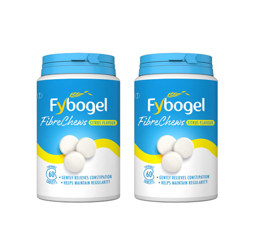 Fybogel Fibre Chews Citrus Flavour, 120 Count (2 Packs of 60) - Relieves Constipation, Supports Digestive Health, Promotes Regularity, Convenient and Tasty Daily Supplement