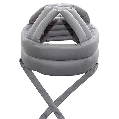 Elderly Safety Helmet - Anti Shock, Anti-Fall Cap, Soft Breathable Sponge Hat, Adjustable Elder Head Protection Cap with Chin Strap (Grey)