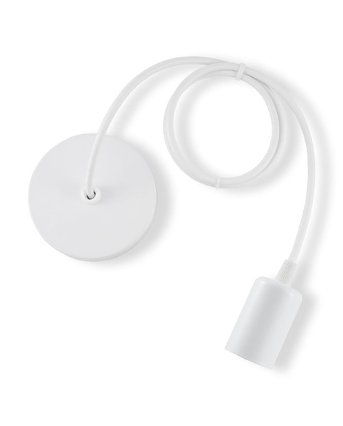 Vecys White Pendant Light Fitting,Ceiling Fitting Set with 100cm Adjustable Flexible Cable,E27 Screw Lamp Holder for Ceiling Pendant(1PCS)