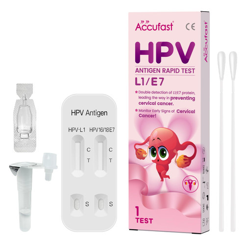 Accufast HPV Home Test Kit - L1/E7 Rapid Test Kit for Women, At-Home Early HPV Screening with Swab, Ll/E7 Dual Detection for Accurate HPV Results, Ideal for Women Aged 25+