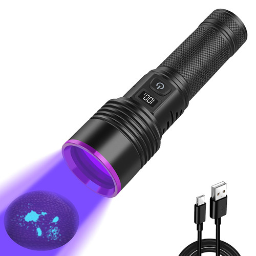 WindFire UV Torch Rechargeable Black Light 365nm, 30W LED Powerful Ultraviolet Torches Flashlight Blacklight Detector for Pet Urine Stains, Scorpions, Resin Curing, Bed Bugs