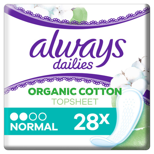 Always Dailies Organic Cotton Topsheet Liners, Pack of 28
