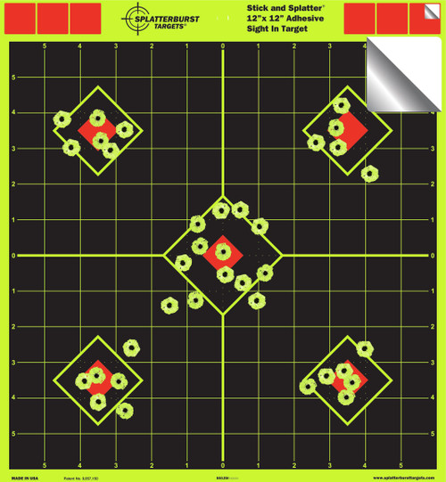 12"x12" Sight in Adhesive SPLATTERBURST Shooting Targets - Instantly See Your Shots Burst Bright Fluorescent Yellow Upon Impact! (10 Pack) 12"x12" Sight in Adhesive SPLATTERBURST Shooting Targets - Instantly See Your Shots Burst Bright Fluorescent Yellow Upon Impact! (10 Pack)