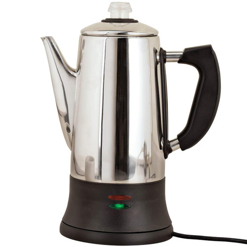 Fox Valley Traders Home Marketplace 12-Cup Electric Coffee Percolator - Stainless Steel Coffee Maker for Strong, Flavorful Brew | No Paper Filters Needed, Easy Serve, Nostalgic Design