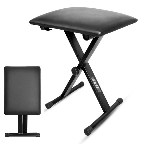 5 CORE Keyboard Bench 2 Inch Padded Cushioned Piano Stool Height Adjustable Guitar Seat Folding Portable Musician Chair w Nonslip Rubber Feet Black - KBB 02 BLK 5 CORE Keyboard Bench 2 Inch Padded Cushioned Piano Stool Height Adjustable Guitar Seat Folding Portable Musician Chair w Nonslip Rubber Feet Black - KBB 02 BLK