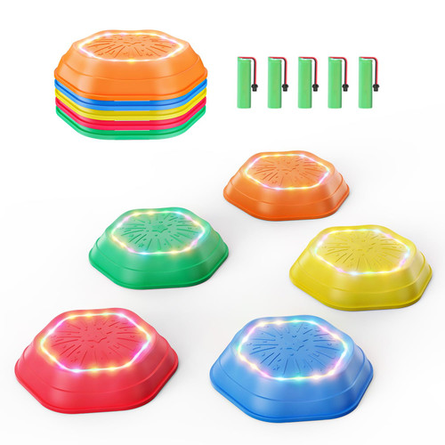 Holyton Music Light Up Stepping Stones for Kids, 5-Pack Sensory Balance Stones, Non-Slip Toddler Stepping Toys for Ages 3-8, Ideal for Sensory Training & Great Gift for Indoor & Outdoor Play Holyton Music Light Up Stepping Stones for Kids, 5-Pack Sensory Balance Stones, Non-Slip Toddler Stepping Toys for Ages 3-8, Ideal for Sensory Training & Great Gift for Indoor & Outdoor Play