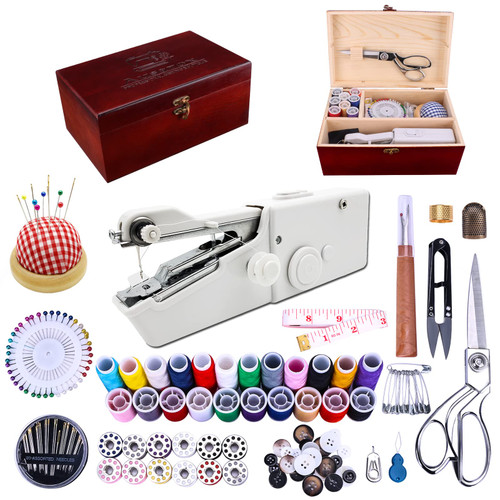 Handheld Sewing Machine, with Elegant Wooden Sewing Box and 153-Piece Sewing Kit, Mini Portable Cordless Hand held Sewing Machine, Perfect for Adults, Beginners, and Quick Home Repairs Handheld Sewing Machine, with Elegant Wooden Sewing Box and 153-Piece Sewing Kit, Mini Portable Cordless Hand held Sewing Machine, Perfect for Adults, Beginners, and Quick Home Repairs