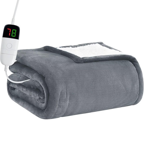 BOMOVA Heated Electric Blanket Twin- 62" x 84" Heating Blanket with 10 Heating Levels & 8 Hours Auto Off, Warm Flannel Blanket, Christmas Birthday Gifts for Women
