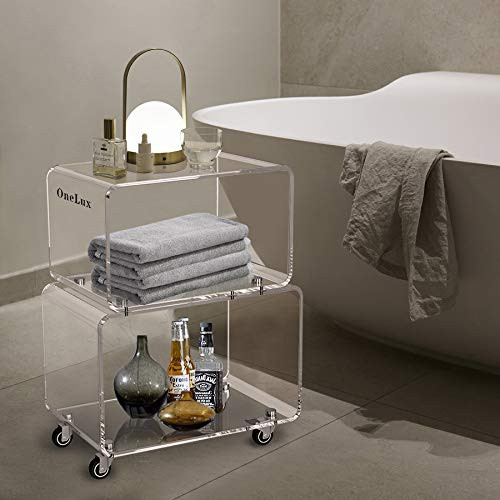 2119 Rolling Utility Cart Tower Rack for Kitchen Bathroom Laundry Dining Room Places,Acrylic Mobile Storage Cart On Wheels