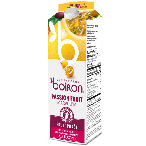 Les Vergers Boiron Passion Fruit Puree Drink Mix, All Natural, No Added Sugar, Non-GMO, No Preservatives, No Added Flavors, Vegan, For Beverages & Cocktails, 1 Liter (33.8 Fl Oz) Les Vergers Boiron Passion Fruit Puree Drink Mix, All Natural, No Added Sugar, Non-GMO, No Preservatives, No Added Flavors, Vegan, For Beverages & Cocktails, 1 Liter (33.8 Fl Oz)