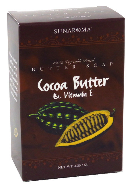 Sunaroma Soap Cocoa Butter & Vitamin-E Bar 4.25 Ounce Boxed (125ml)