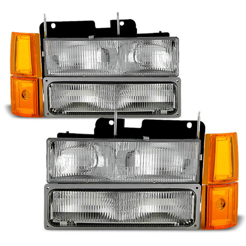 ACANII - For [8PC] 1994-1998 GMC Pickup Sierra Suburban Yukon Headlights+Corner+Signal Lamps Driver + Passenger Side