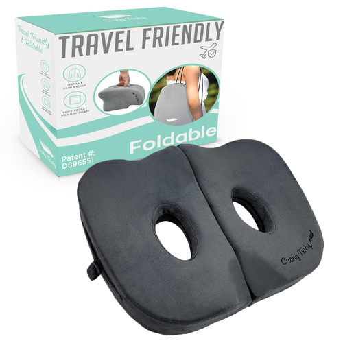 Cushy Tushy Seat Cushion | Premium Foldable Sit Bone Cushion for Pressure Relief, Hip, Hamstrings & Sciatica Comfort | Butt Pillow | Ergonomic Ischial Tuberosity Support for Home, Office & Driving Cushy Tushy Seat Cushion | Premium Foldable Sit Bone Cushion for Pressure Relief, Hip, Hamstrings & Sciatica Comfort | Butt Pillow | Ergonomic Ischial Tuberosity Support for Home, Office & Driving