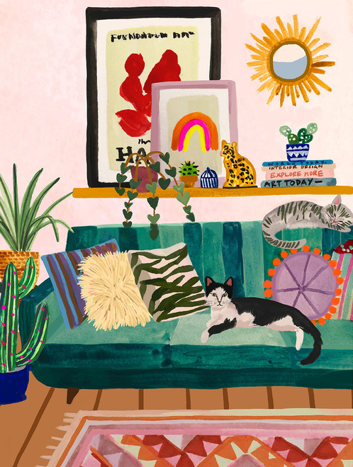 500 Piece Puzzle for Adults Hygge Collection Stay at Home Rhi James 24x18 Jigsaw and Candle by KI Puzzles