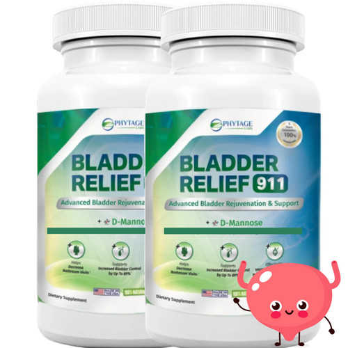 Phytage Labs Bladder Relief 911 Detoxifying Strength - for Men and Women Provides Bladder Support, 60 Veggie Capsules - 2 Pack