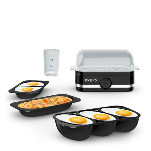 KRUPS: Simply Electric Plastic and Stainless Steel Egg Cooker 6 Eggs 400 Watts Hard, Medium, and Soft Boiled, Poached, Scrambled, Omelets, Rapid Cook Black KRUPS: Simply Electric Plastic and Stainless Steel Egg Cooker 6 Eggs 400 Watts Hard, Medium, and Soft Boiled, Poached, Scrambled, Omelets, Rapid Cook Black