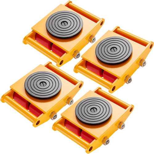 VEVOR 4PCS Machinery Skates Dollies, 17,637 lb Heavy Duty Equipment Moving Skates with 4 PU Wheels, 360° Rotation Non-Slip Cap, Low-Profile Industrial Mover Rollers for Factory, Warehouse, Workshop