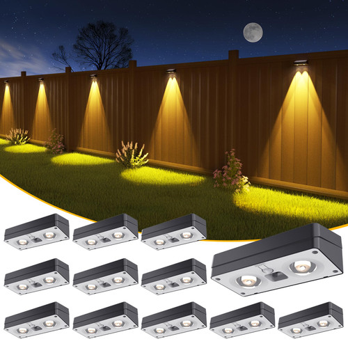 JOFIOS Solar Fence Lights 12 Pack, 50 Lumens Outdoor Fence Solar Lights with 12 Modes RGB Color Glow LED Solar Lights Outdoor Waterproof, Solar Lights for Patio, Backyard, Deck, Fence, Railing. JOFIOS Solar Fence Lights 12 Pack, 50 Lumens Outdoor Fence Solar Lights with 12 Modes RGB Color Glow LED Solar Lights Outdoor Waterproof, Solar Lights for Patio, Backyard, Deck, Fence, Railing.