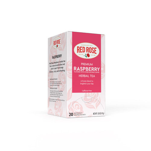 Red Rose Raspberry Herbal Tea Refreshing & Fruity Brewed Naturally Flavored Tea with 20 Individually Wrapped Tea Bags Per Box Caffeine Free Brew Hot Red Rose Raspberry Herbal Tea Refreshing & Fruity Brewed Naturally Flavored Tea with 20 Individually Wrapped Tea Bags Per Box Caffeine Free Brew Hot