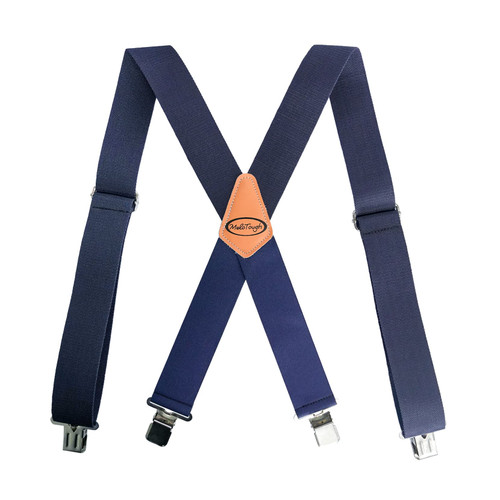 MELOTOUGH Mens Suspender work suspenders with 2" Wide Adjustable and Elastic Braces X Shape with Very Strong Clips - Heavy Duty(Blue)