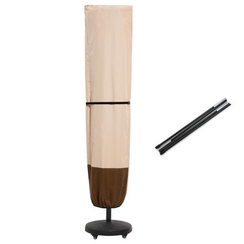 SUPERJARE Patio Umbrella Cover with Rod for 7 to 11 Ft Umbrellas & 15 Ft Double-Sided Umbrellas, 600D Protective Waterproof Cover with Zipper, Beige & Brown SUPERJARE Patio Umbrella Cover with Rod for 7 to 11 Ft Umbrellas & 15 Ft Double-Sided Umbrellas, 600D Protective Waterproof Cover with Zipper, Beige & Brown