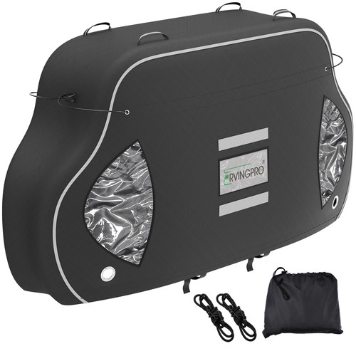 RVINGPRO Bike Cover for Transport on Rack - Bike Cover for 2 Bikes on Rear Bike Rack, 600D Oxford Bicycle Cover Waterproof Outdoor Storage or Transportation for RV/ SUVS, with 2 Bungee Cords (XL) RVINGPRO Bike Cover for Transport on Rack - Bike Cover for 2 Bikes on Rear Bike Rack, 600D Oxford Bicycle Cover Waterproof Outdoor Storage or Transportation for RV/ SUVS, with 2 Bungee Cords (XL)