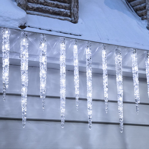 Minetom Christmas Icicle Lights - 2 Pack Total 200 LED 40 Tubes Twinkling Crystal Icicle String, Connectable Waterproof Hanging Christmas Lights Plug in for Winter Eave Holiday Outdoor Decoration