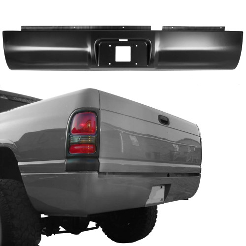 KUAFU Rear Bumper Roll Pan Compatible With 1994-2002 Dodge Ram 1500 2500 3500 Pickup with LED Light, License Plate Hole and Hardware Steel
