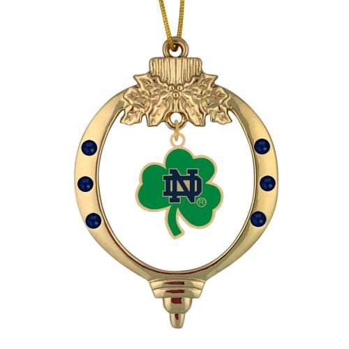 University of Notre Dame Gold Tone Shamrock Christmas Ornament University of Notre Dame Gold Tone Shamrock Christmas Ornament